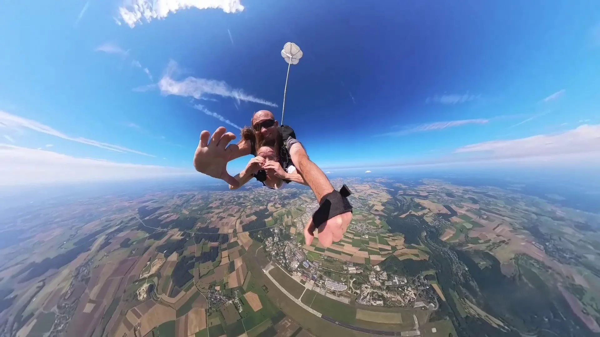 Tandemsprung Schirmfahrt über der Eifel